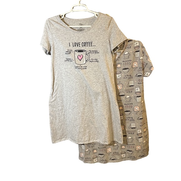 Secret Treasures Gray Coffee-Themed Nightgown Set Small - Picture 1 of 11
